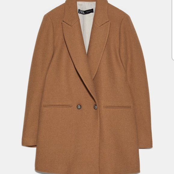 ZARA Wool Blend Double Breasted Blazer Sz S - Picture 2 of 8